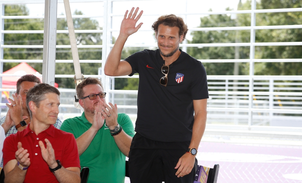 In this July 29, 2019 file photo, legendary Atletico Madrid player Diego Forlan is introduced during the MLS works and target All-Star community day event at Neptune Middle School, Kissimmee, FL, USA. Forlan announced, on Tuesday, he is retiring from professional football, according to reports in local media. — Reuters