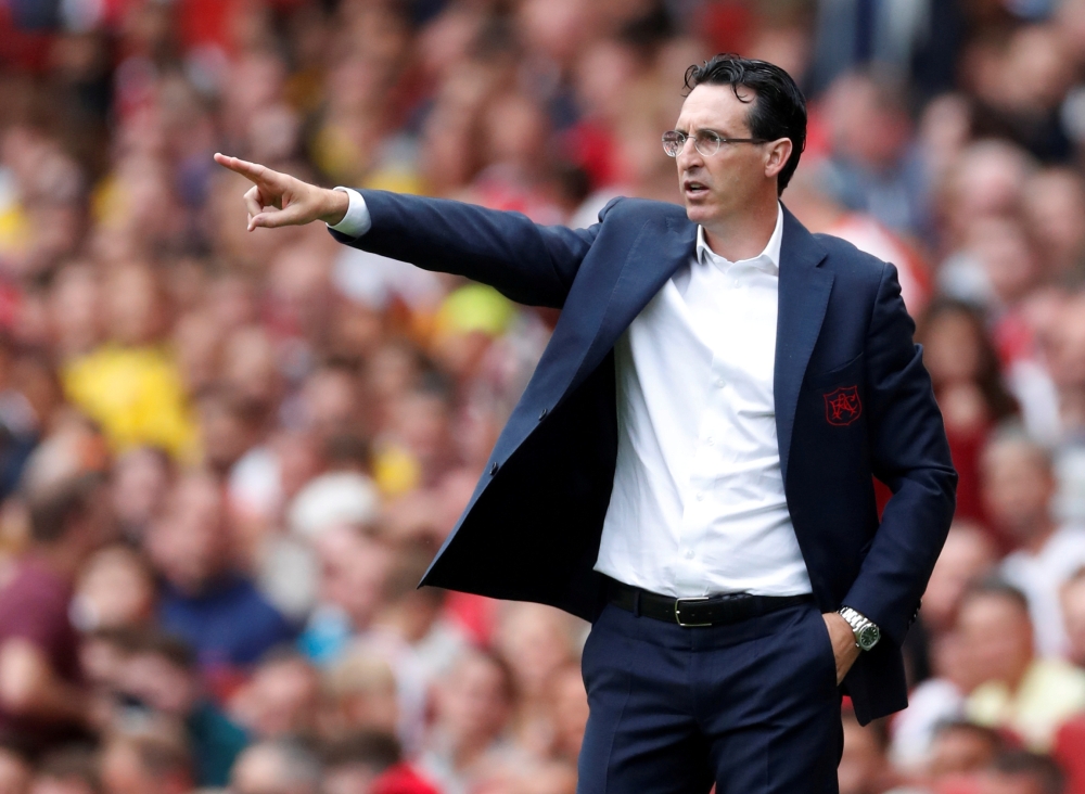 Arsenal manager Unai Emery gestures during a match between Arsenal and Olympique Lyonnais in Emirates Cup at Emirates Stadium, London, in this July 28, 2019 file photo. — Reuters