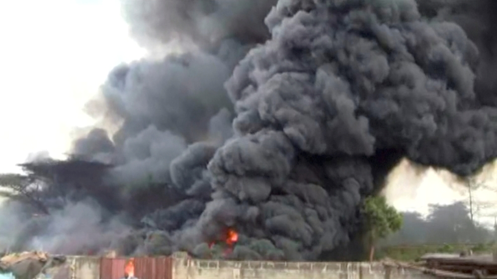 Smoke billows into air following an explosion of a fuel tanker in Morogoro, Tanzania, on Saturday. — Reuters