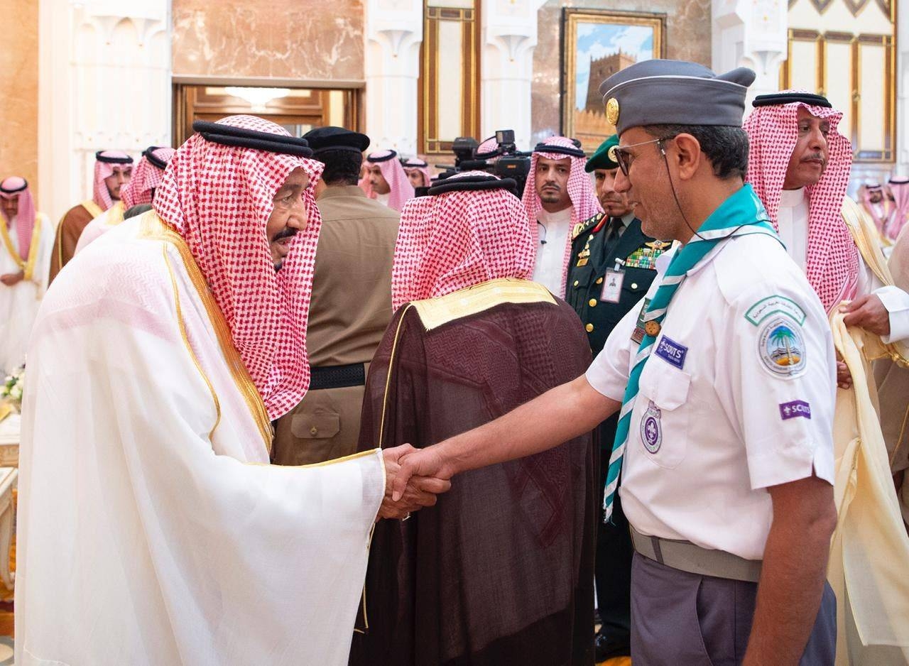 Custodian of the Two Holy Mosques King Salman receives guests for Eid Al-Adha. -SPA