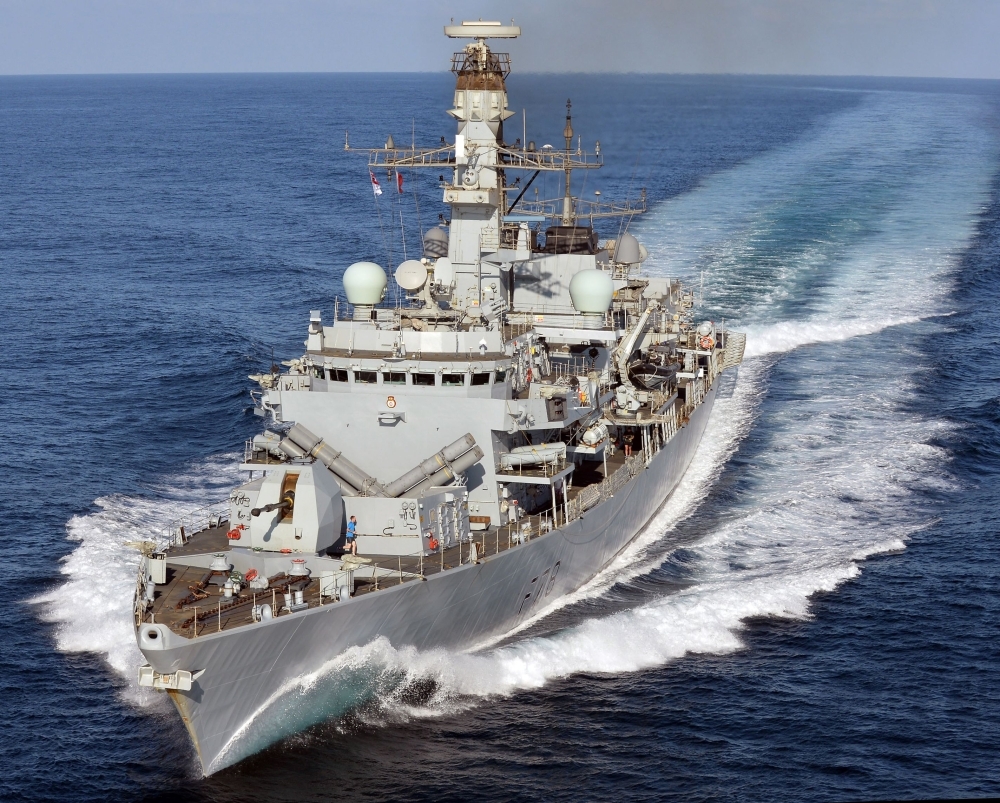 This Feb. 5, 2015 handout photo released by the Ministry of Defense in London on Monday shows Britain's HMS Kent as the Type 23 frigate warship carries out duties off the coast of Djibouti.— AFP