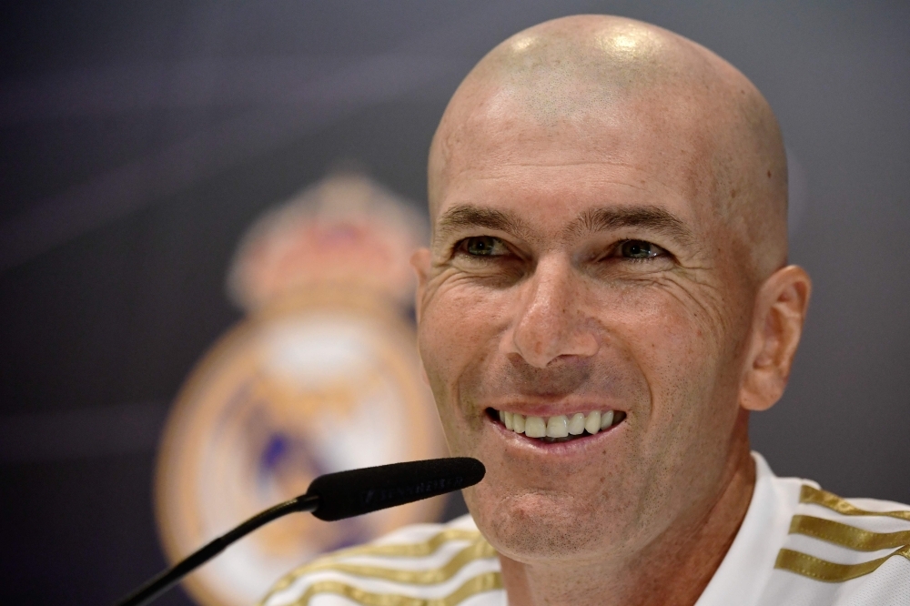 Real Madrid's French coach Zinedine Zidane holds a press conference at Real Madrid's sports city in Madrid on Friday. — AFP