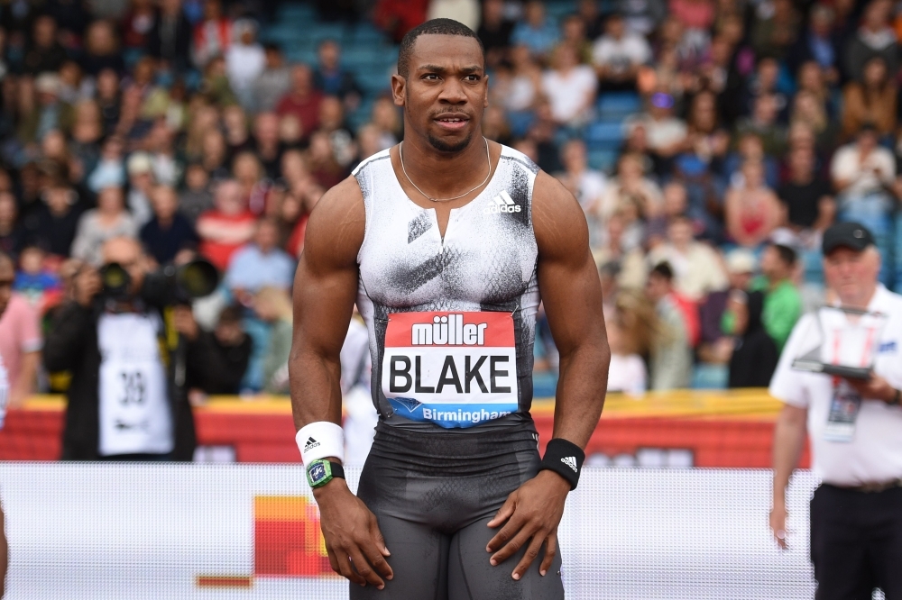 Jamaica's Yohan Blake reacts after his victory in the men's 100m final during the 2019 IAAF Birmingham Diamond League athletics meeting at Alexander Stadium in Birmingham, on Sunday. — AFP