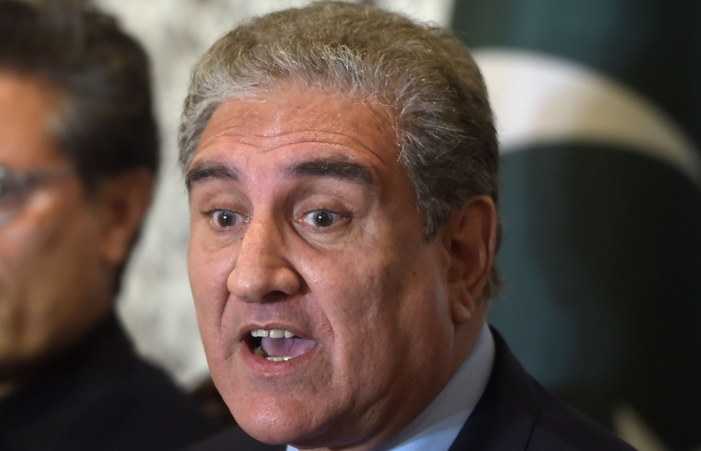Pakistani Foreign Minister Shah Mehmood Qureshi gives a press conference at the Foreign Ministry in Islamabad, Pakistan, in this Aug. 16, 2019 file photo. — AFP