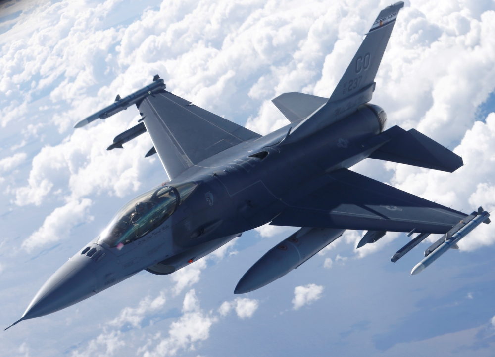 A US Air Force F-16 fighter takes part in the US-led Saber Strike exercise flies over Estonia in this June 6, 2018 file photo. — Reuters