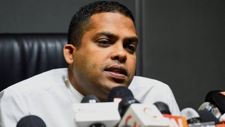 Sri Lankan Sports Minister Harin Fernando speaks during a press conference in Colombo, on Thursday. — AFP
