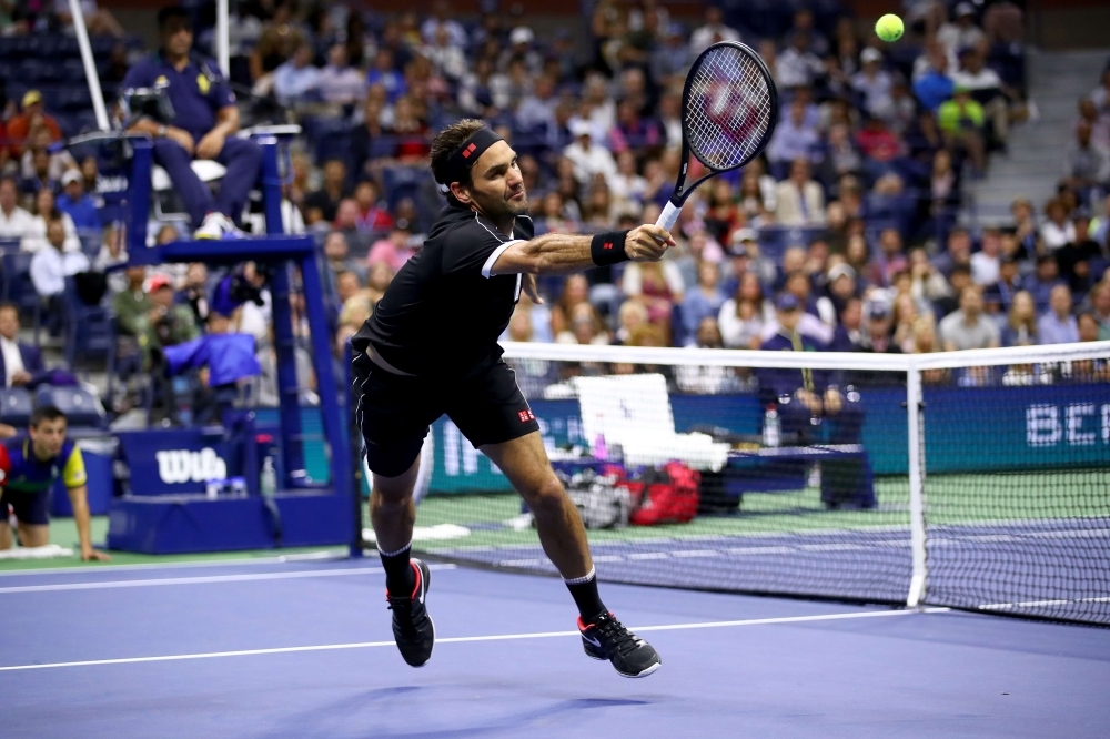 Serena Williams of the USA hits to Maria Sharapova of Russia in the first round on day one of the 2019 US Open tennis tournament at USTA Billie Jean King National Tennis Center at Flushing, NY, on Monday. — Reuters