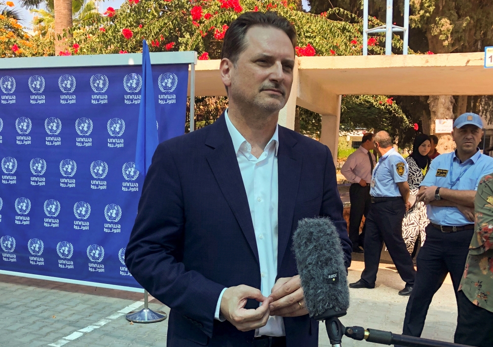 Pierre Krahenbuhl, Commissioner General of the United Nations Relief and Works Agency (UNRWA), speaks to the media in Gaza City on Tuesday. — Reuters