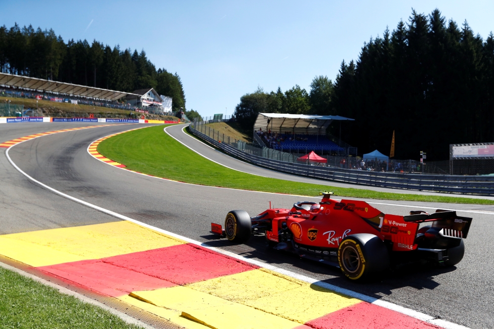 Ferrari's Charles Leclerc during practice for the Belgian Grand Prix - Spa-Francorchamps, Stavelot, Belgium, on Friday. – Reuters