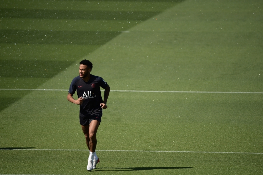 PSG's Brazilian forward Neymar attends a training session in Ooredoo training center in Saint-Germain-en-Laye on Thursday. — AFP