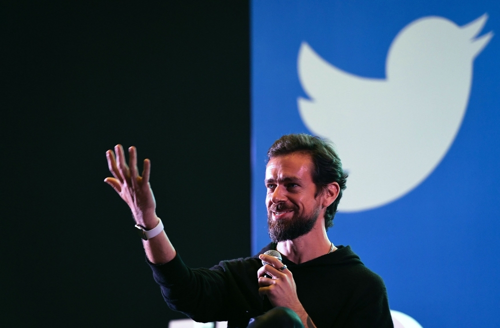 In this file photo taken on November 12, 2018 Twitter CEO and co-founder Jack Dorsey gestures while interacting with students at the Indian Institute of Technology (IIT) in New Delhi. -AFP