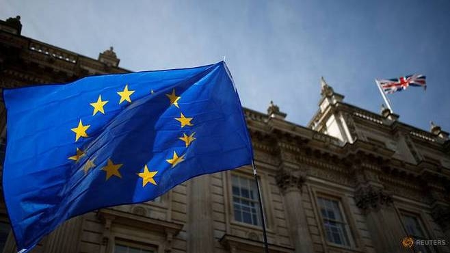 

A European Union flag flutters outside the Cabinet Office in London, Britain. — AFP

