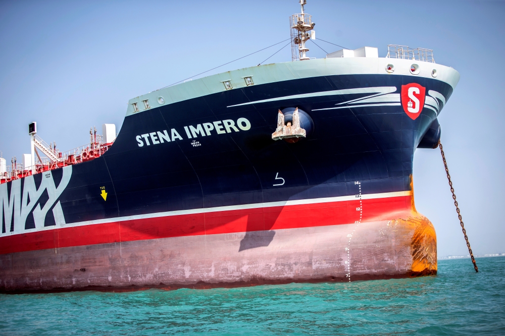 Stena Impero, a British-flagged vessel owned by Stena Bulk, is seen at undisclosed place off the coast of Bandar Abbas, Iran, in this Aug. 22, 2019 file photo. — Reuters