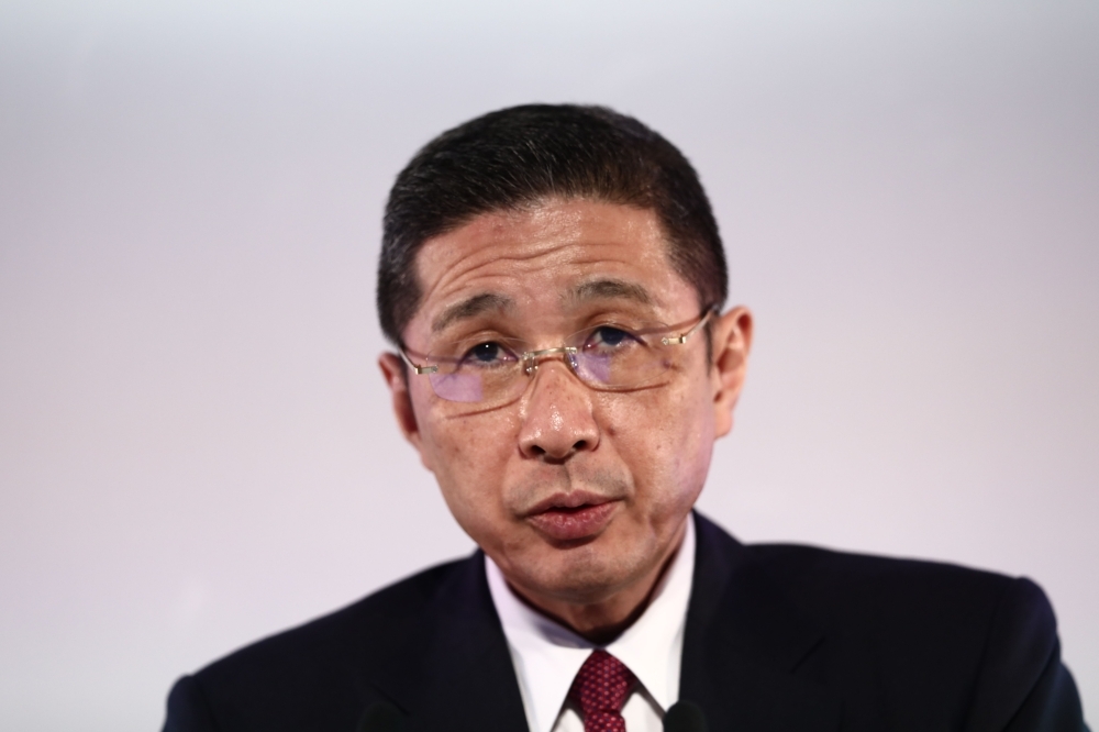 Nissan Motors CEO Hiroto Saikawa speaks during a press conference at the company's headquarters in Yokohama, Japan, in this May 14, 2019 file photo. — AFP