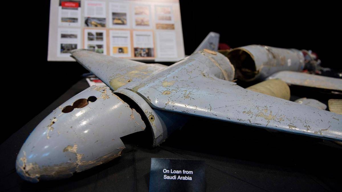 A shot down Houthi drone is seen in this file photo. — AFP