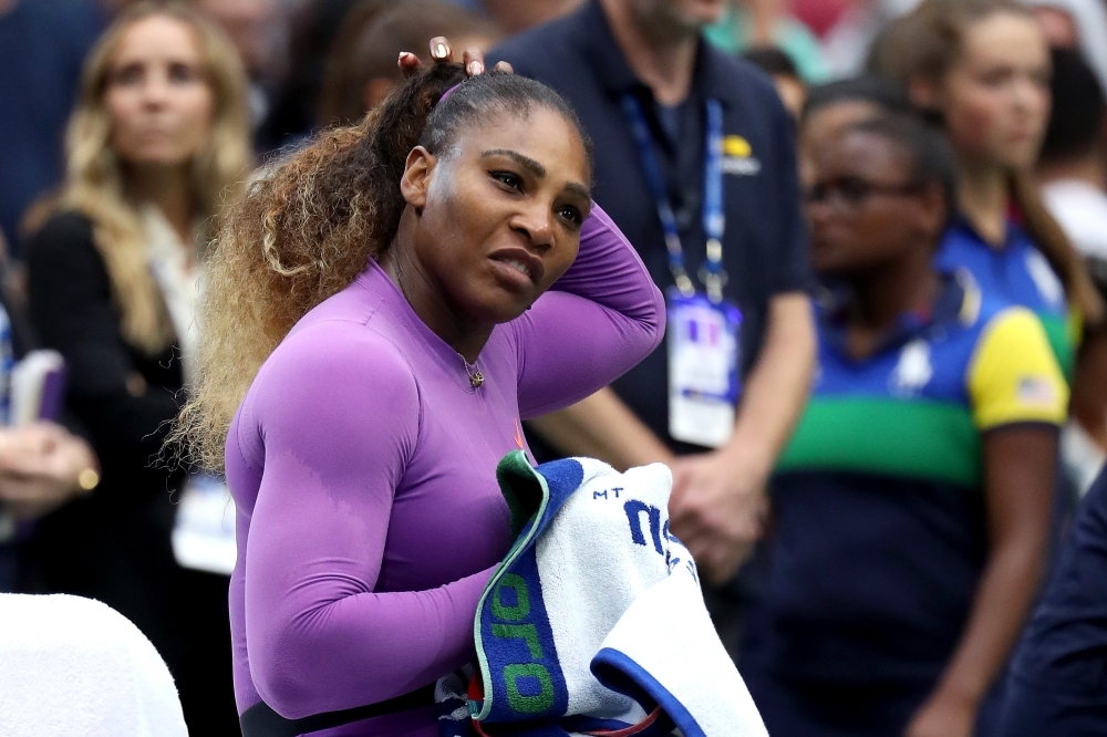 Serena Williams of the United States looks on after being defeated during her women's singles final match against Bianca Andreescu of Canada on day thirteen of the 2019 US Open at the USTA Billie Jean King National Tennis Center in the Queens borough of New York City, on Saturday. — AFP