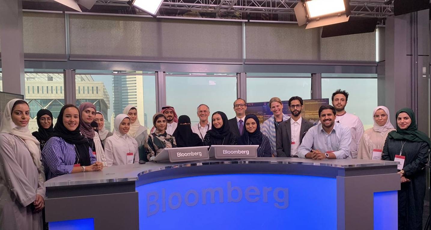 The fourth intake of the Bloomberg-Misk financial journalism program with Bloomberg News staff at the news organization's Dubai bureau. — Courtesy photo