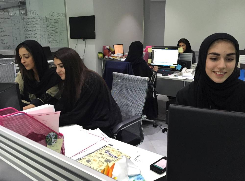 Saudi women work at a private company. There was an increase of 440,700 working women during the current year going up from 156,000 in 2018. — Courtesy photo