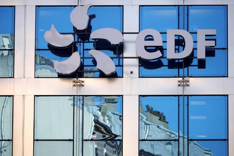 The logo of EDF (Electricite de France) is seen on the French state-controlled utility EDF's headquarters in Paris, France, Feb. 15, 2019. — Reuters