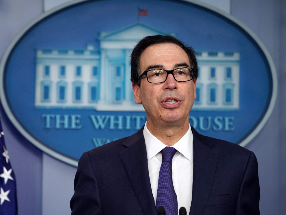 US Treasury Secretary Steven Mnuchin briefs the media at the White House in Washington in this Sept. 10, 2019 file photo. — AFP