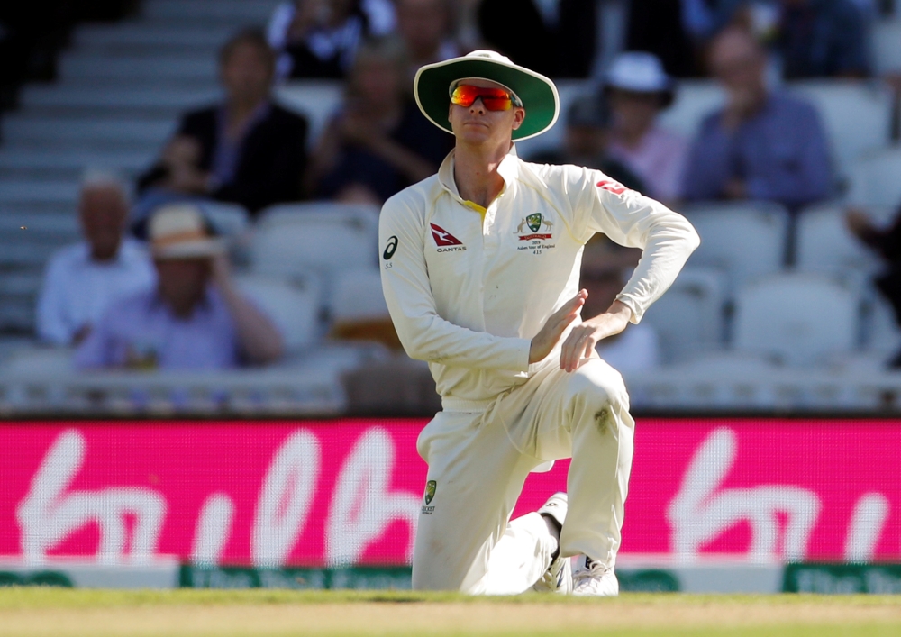 Australia's Steve Smith reacts to a drop catch during the Fifth Ashes Test against England at the Kia Oval, London, Britain, on Thursday. — Reuters