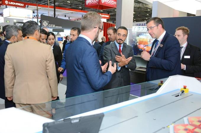 Prince Khalid Bin Bandar Bin Sultan, Saudi Ambassador to the United Kingdom, visits the Defense and Security Equipment International (DSEI), which is an international defense and security exhibition, in London on Thursday.