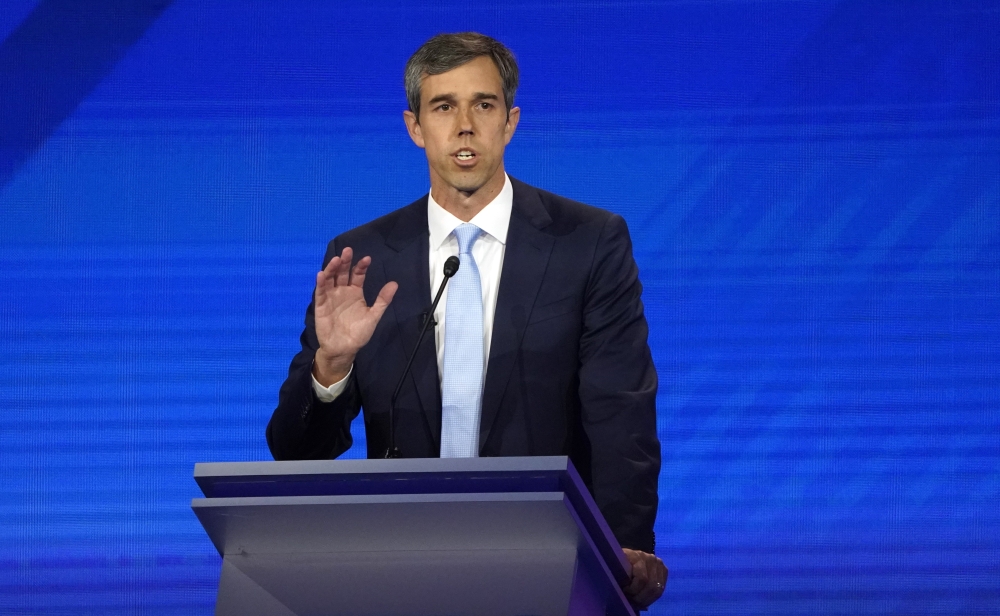 Former Rep. Beto O'Rourke speaks during the 2020 Democratic U.S. presidential debate in Houston, Texas, on Thursday. -Reuters