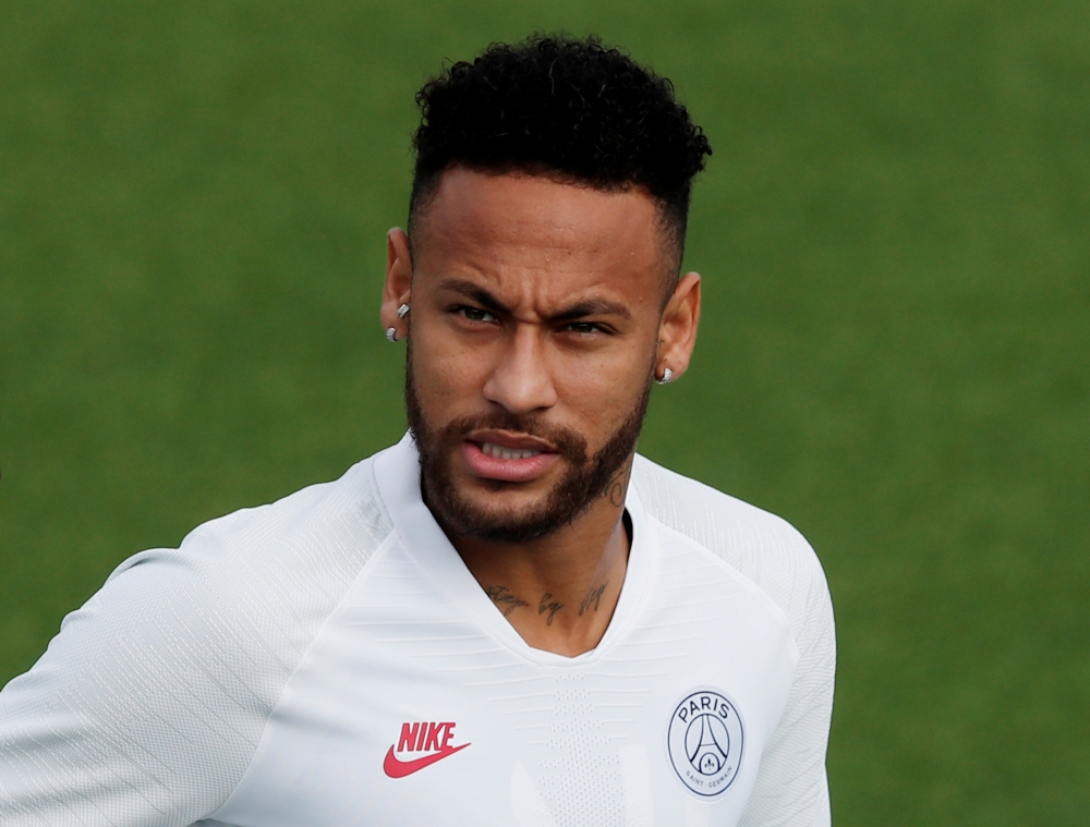 Paris St Germain's Neymar during training at Ooredoo Training Center, Saint-Germain-en-Laye, France, on Tuesday. – Reuters