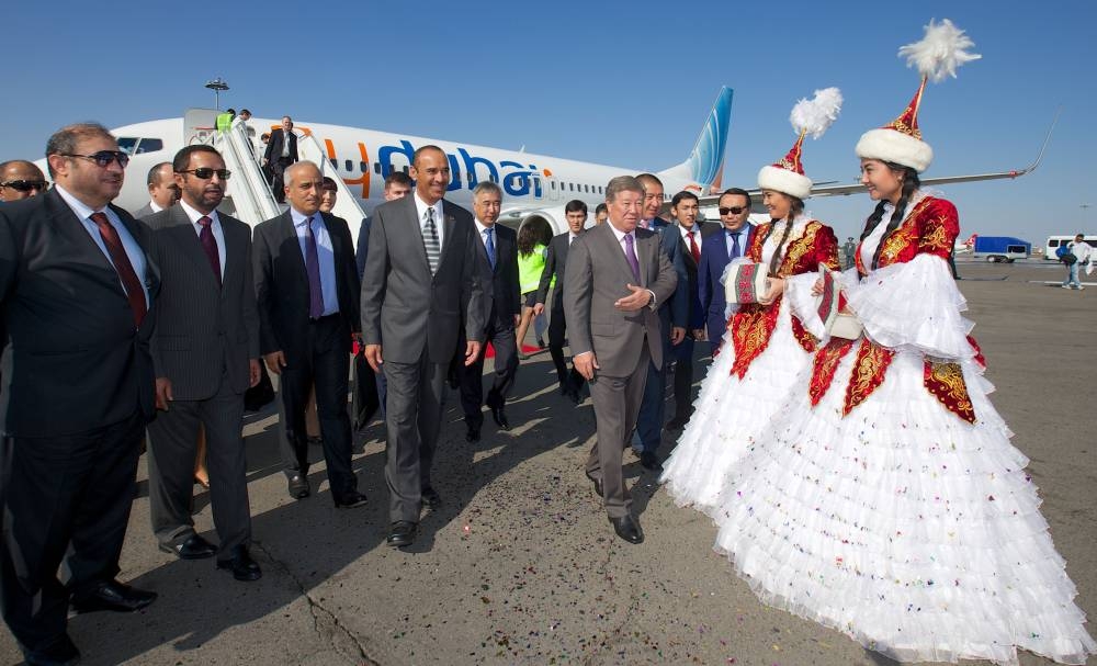 Inaugural flydubai flight to Almaty, Kazakhstan in 2014