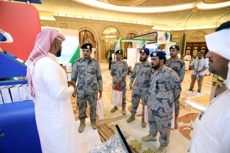 Saudi specialists visit a pavilion in the Saudi International Oil Fire Safety Conference (OFSAC) 2019 in Riyadh.