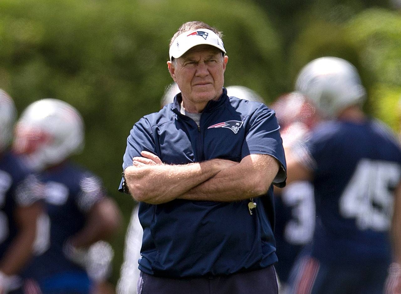 New England Patriots coach Bill Belichick, seen in this file photo, cut short his news conference Friday, departing after about three minutes when questions persisted regarding receiver Antonio Brown, who faces a rape allegation lawusit.