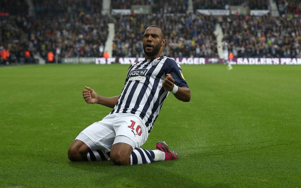 Matt Phillips celebrates scoring Albion's first goal. — Courtesy photo