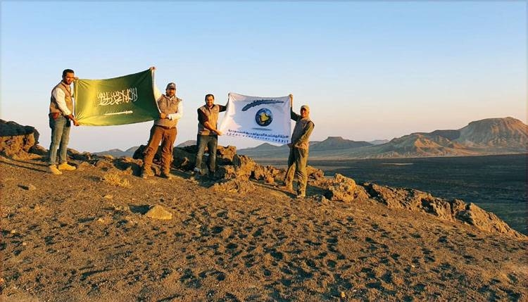 The Saudi Geological Survey surveyors celebrated the 89th Saudi National Day directly in the field where most of their work takes place.