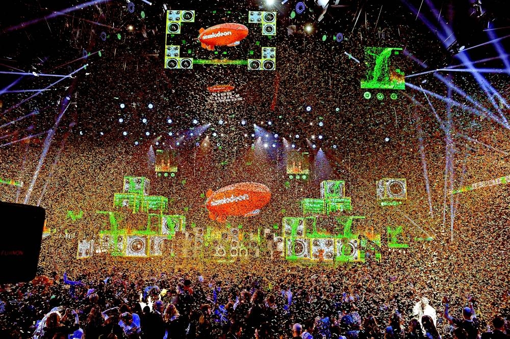  Confetti flies over the stage at Nickelodeon's 2019 Kids' Choice Awards at Galen Center on March 23, 2019 in Los Angeles, California
