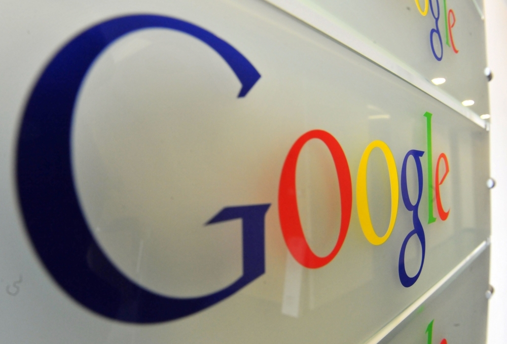 A Google logo is seen on a wall at the entrance of the Google offices in Brussels, Belgium, in this file photo. — AFP
