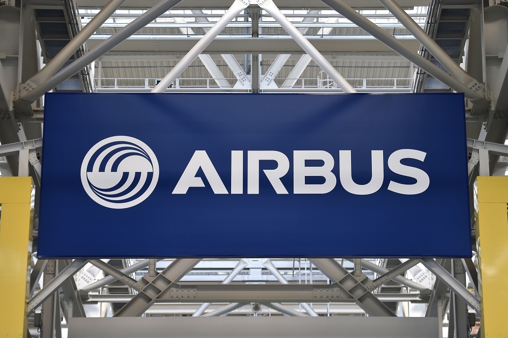 An Airbus logo is seen at the Airbus A380 assembly site in Blagnac, southern France, in this March 21, 2018 file photo. — AFP