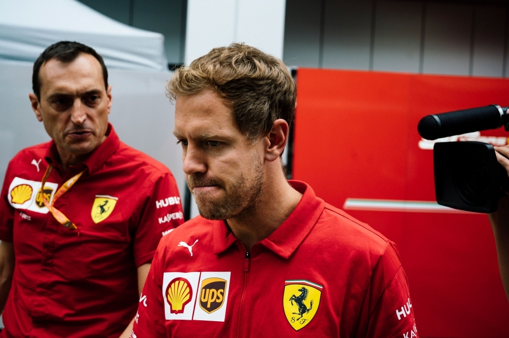 Ferrari's German driver Sebastian Vettel arrives in the pits at the Sochi Autodrom circuit in Sochi on Thursday ahead of the Russian Formula One Grand Prix. — AFP