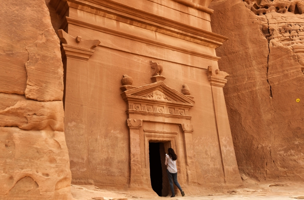 Participants attend the launch of the new tourism visa at Ad Diriyah, aUNESCO-listed heritage site, outside Riyadh, on Friday. — AFP