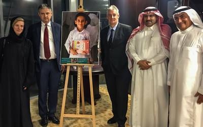 Left to right: Ms. Charlotte Leslie; John Woodcock MP; Graham Jones MP; Ambassador Mohammed Al Jabir; and Dr. Ghazi Binzagr at the Saudi Development and Reconstruction Program for Yemen (SDRPY) headquarters in Riyadh. — Courtesy photo