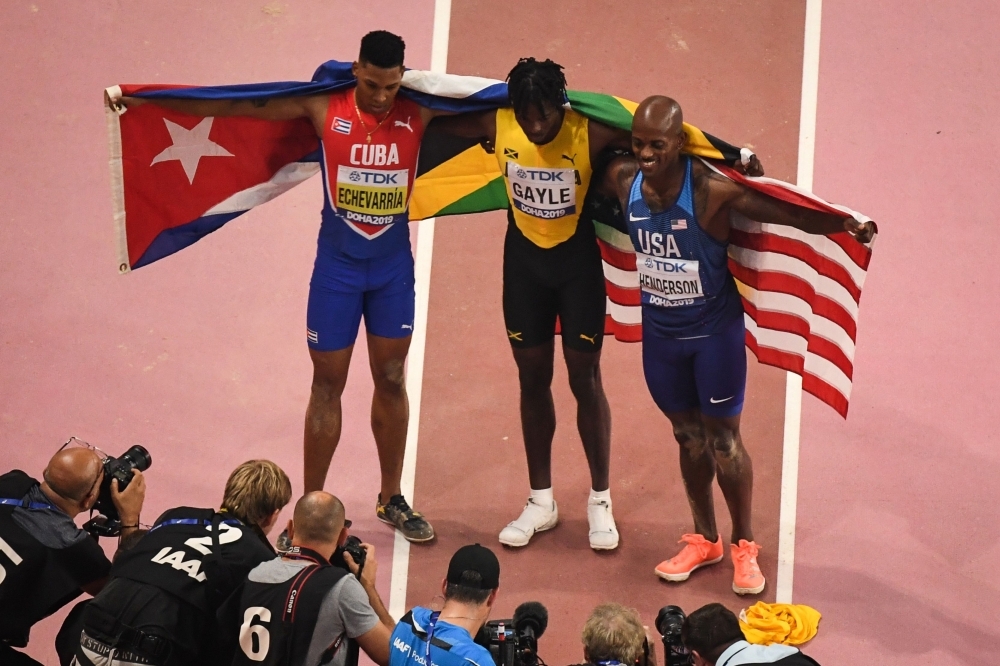 USA's Christian Coleman reacts after winning the Men's 100m final at the 2019 IAAF World Athletics Championships at the Khalifa International stadium in Doha on Saturday. — AFP
