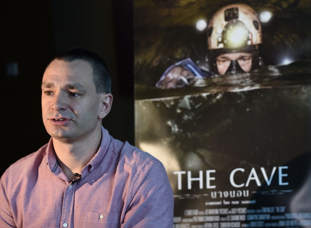  Belgian diver Jim Warny, who took part in the Thai cave rescue mission in 2018, speaks during an interview in Bangkok on Tuesday. -AFP