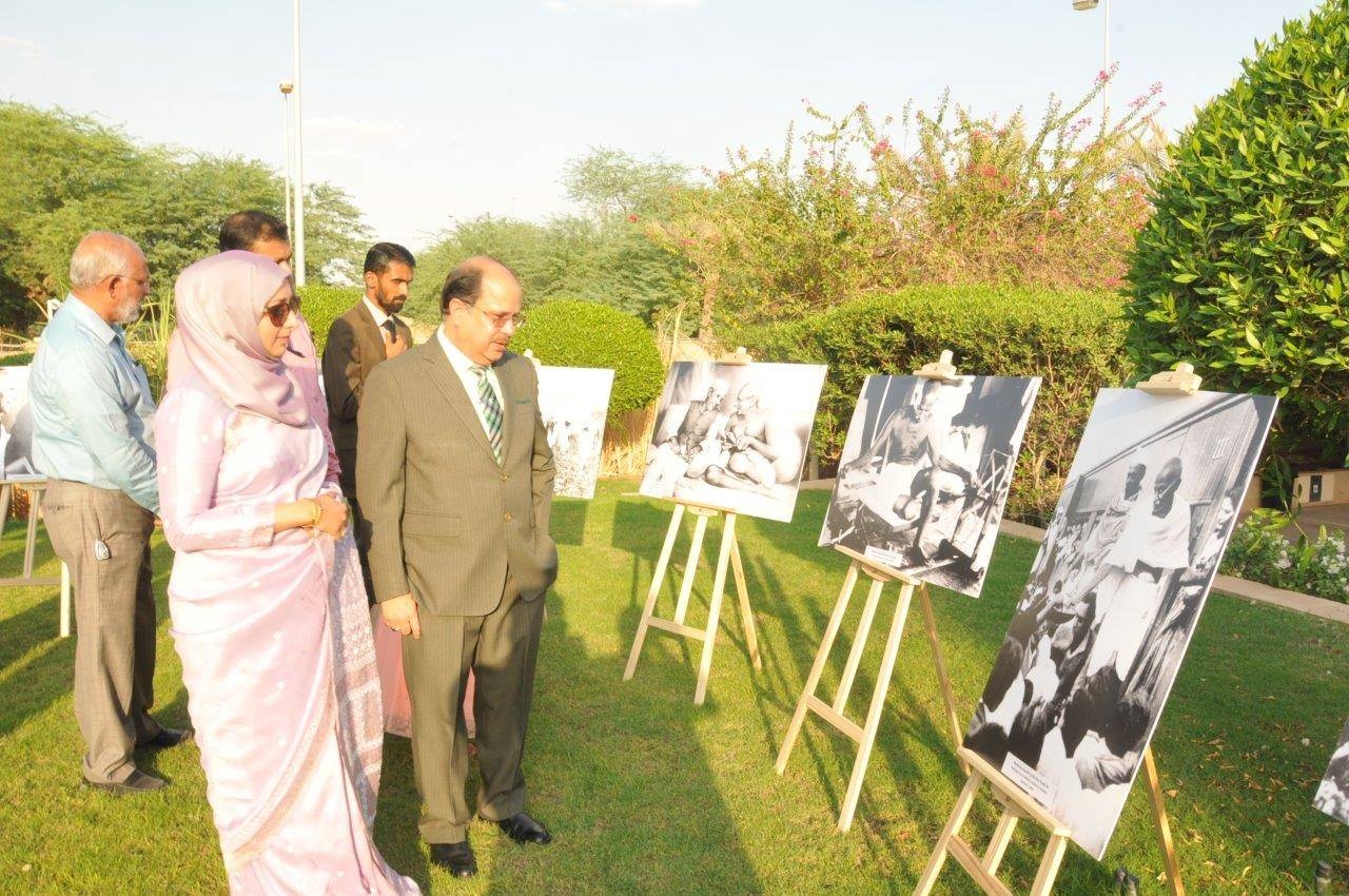 Ambassador Dr. Ausaf Sayeed unveiled a bust of Mahatma Gandhi at the Embassy premises.