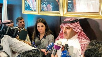 UN Under-Secretary-General Dr. Rola Dashti (L) with Saudi Ambassador to Yemen Mohammed Al Jabir at the headquarters of the Saudi Development and Reconstruction Program for Yemen in Riyadh. — Courtesy photo 