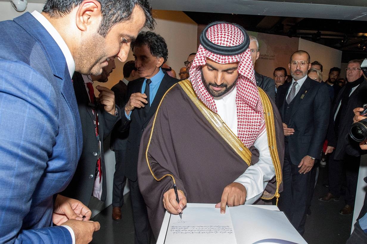 Minister of Culture and RCU Governor Prince Badr Bin Mohammed Bin Farhan inaugurates the AlUla, Wonder of Arabia exhibition at the prestigious Institut du monde arabe (IMA) in Paris on Monday night.