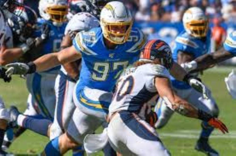 In this file photo taken on Oct. 6, 2019, Los Angeles Chargers defensive end Joey Bosa (97) tries to chase down during a 4th quarter running play at Dignity Health Sports Park. — Reuters