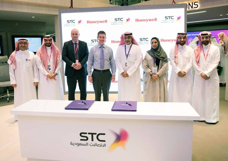 Representatives from STC and Honeywell are seen after the signing ceremony, which took place at GITEX Technology Week 2019 in Dubai, United Arab Emirates.