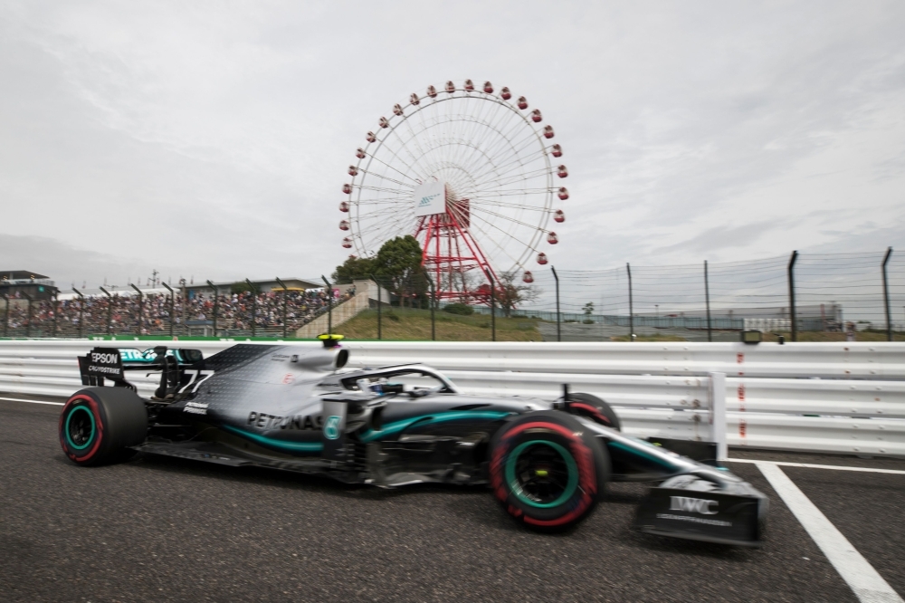 Mercedes' Finnish driver Valtteri Bottas drives during the first practice session for the Formula One Japanese Grand Prix in Suzuka on Friday. — AFP