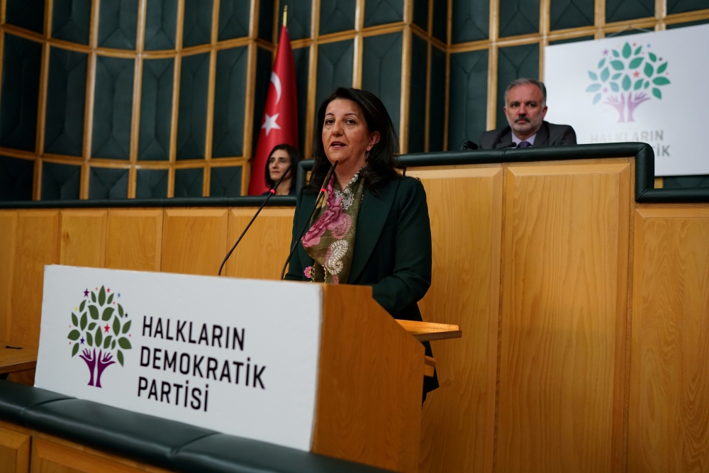 Pervin Buldan, co-leader of the pro-Kurdish Peoples' Democratic Party (HDP), speaks before starting a two-day hunger strike in support of jailed Kurdish lawmaker Leyla Guven's own hunger strike against the isolation of Kurdish rebel leader Abdullah Ocalan in prison, at the Turkish Parliament in Ankara, Turkey, in this Dec. 4, 2018 file photo. — Reuters