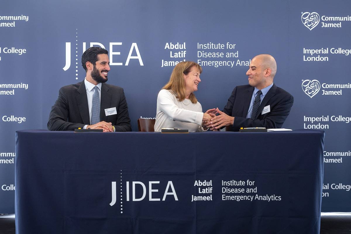 Professor Alice Gast, president of Imperial College London, center, during the signing ceremony. — Courtesy photo