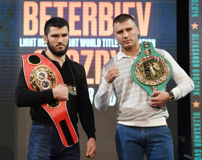 IBF light heavyweight champion Artur Beterbiev (L) seized the WBC belt of Oleksandr Gvozdyk with a 10th-round technical knockout in Philadelphia. — AFP